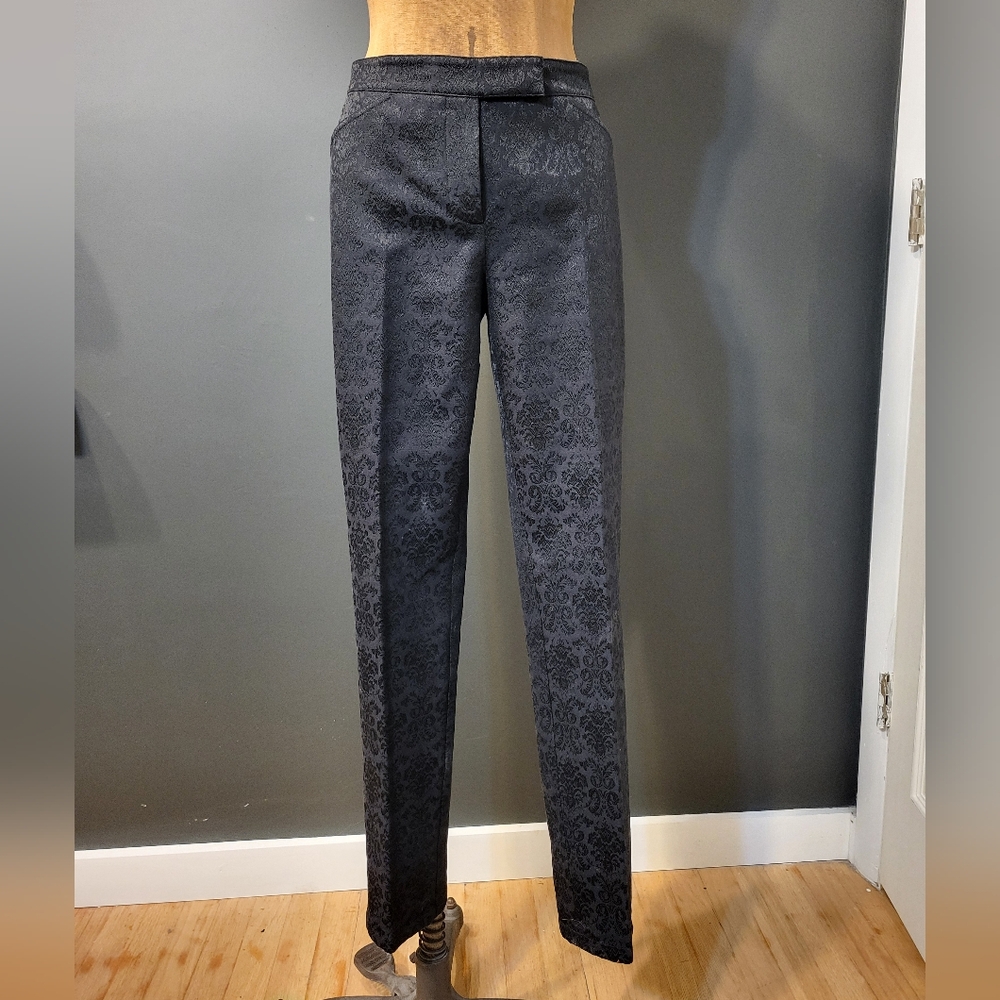 Black - Saks Fifth Avenue Black Damask Pants Size 6